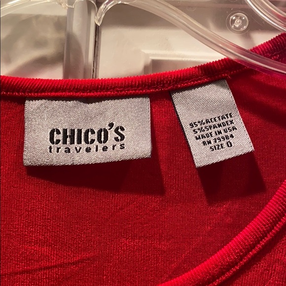 Chico’s Travelers Bright Red Round Neck Blouse  S - Picture 2 of 3
